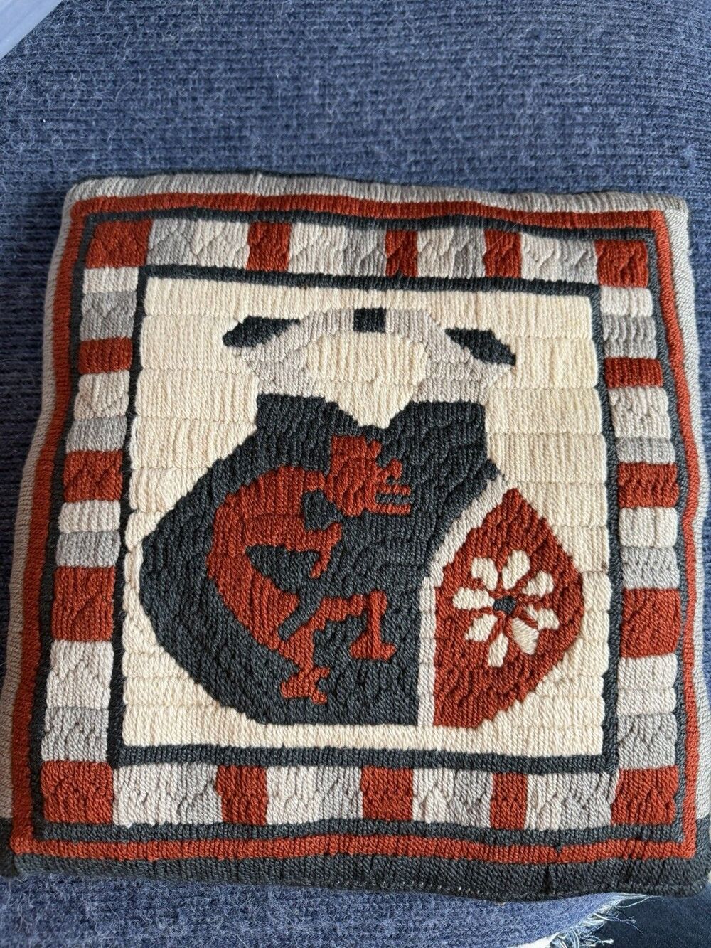 Vintage Tribal Design Native Wool Throw PILLOW 12” X 12”